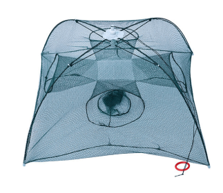 Strengthened 4-20 Holes Automatic Fishing Net Shrimp Cage Nylon Foldable Fish Trap Cast Net Cast Fold Crab Trap Fishing Network (Model: 4 Sides 4 Holes)